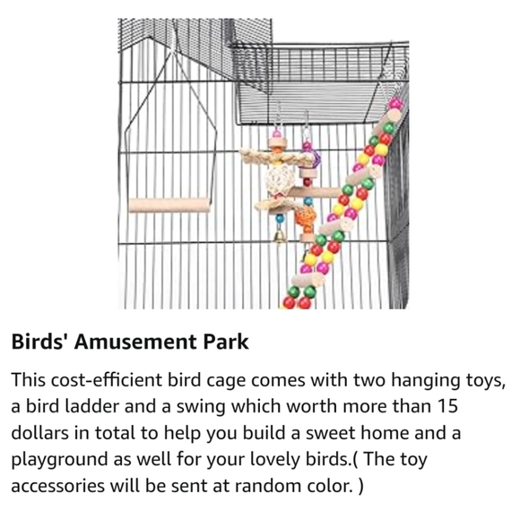 Large Parakeet Bird Cage With Vibrant Colors, 1 Ladder, and 2 Hanging Toys - Picture 9 of 16